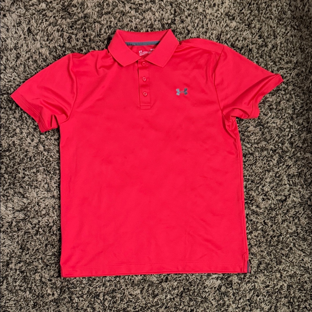 Under Armour Men's Hot Pink Polo Shirt with Logo